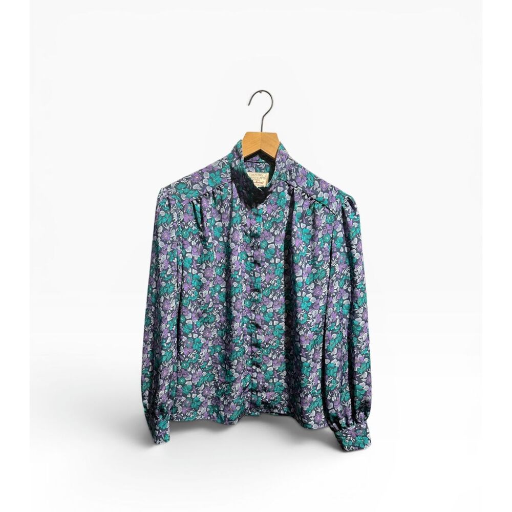 Vintage Pendleton Floral Blouse 12P Cottagecore Puff Sleeve Prairie Women’s Top